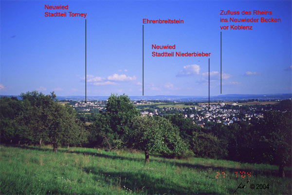 Blick auf das Neuwieder Becken in Richtung Ehrenbreitstein